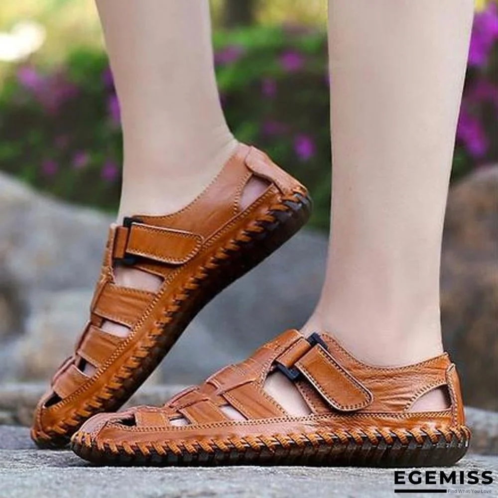 Men's Cow Leather Sandals Breathable Casual Footwear Walking Sandal Shoes | EGEMISS