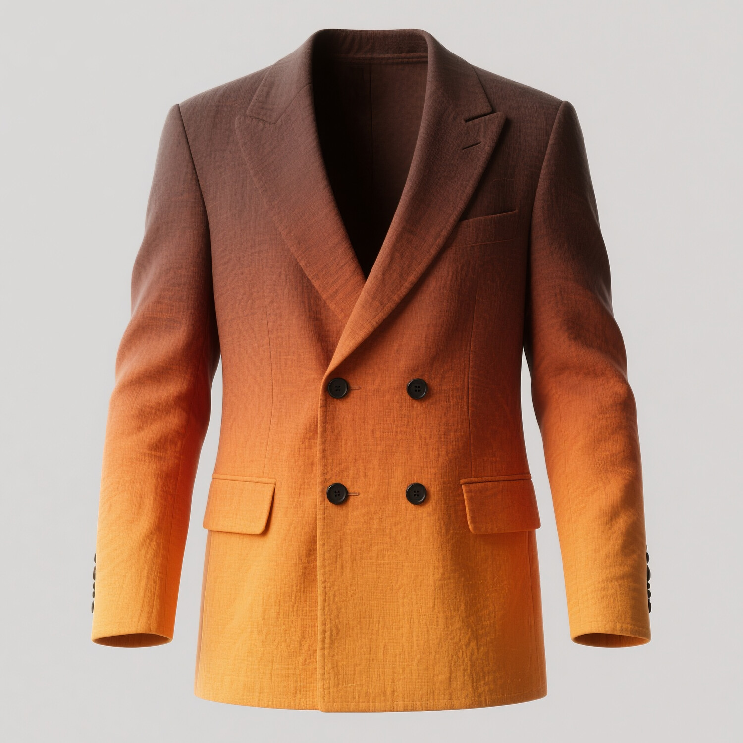 Men's Ombre Pattern Peak Lapel Long Sleeve Double Breasted Blazer