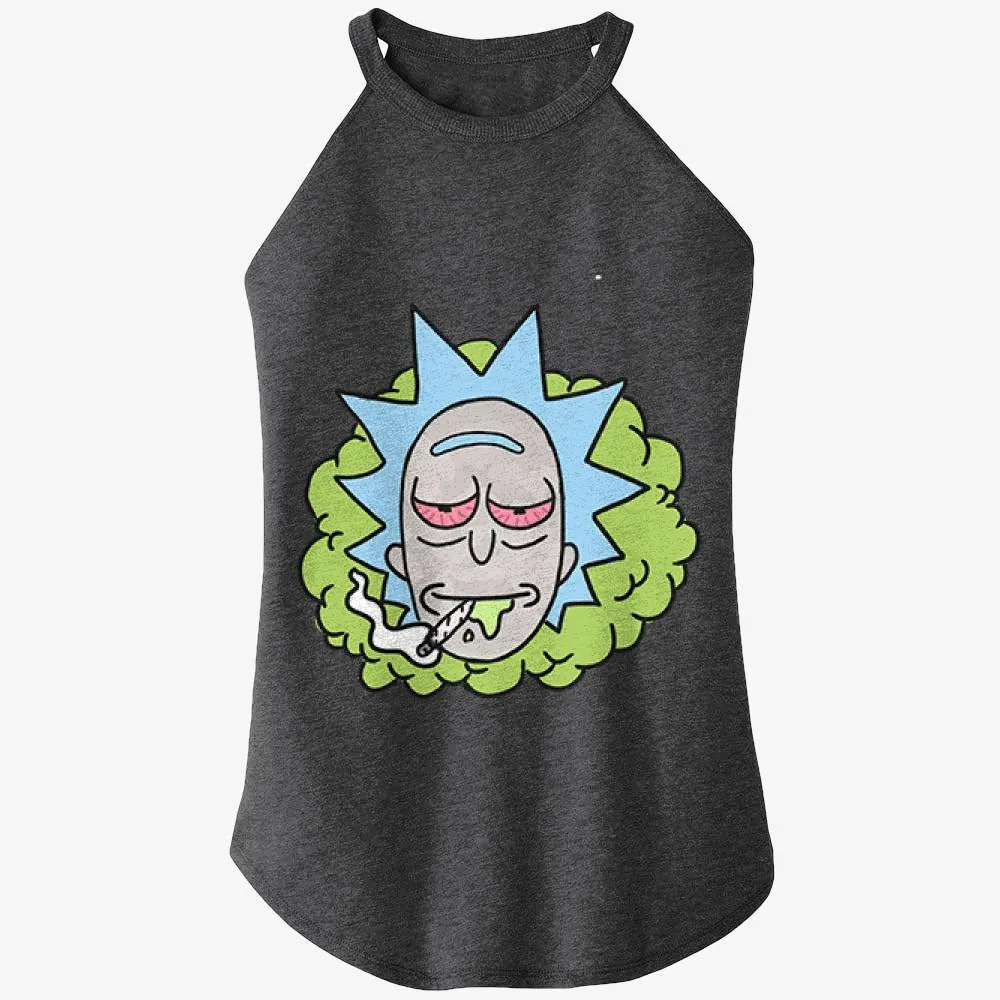 Rick Smocking Rick With Red Eyes Is Smoking, Rick And Morty Rocker Tank Top