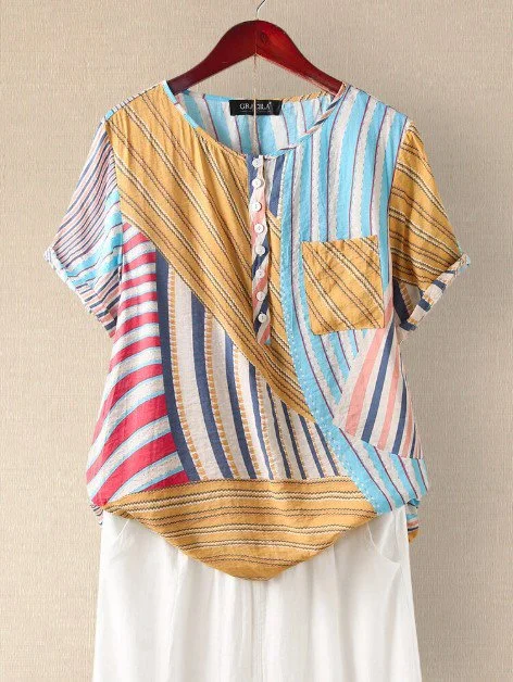 Bestdealfriday Print Casual Crew Neck Holiday Shirts Tops 9537325