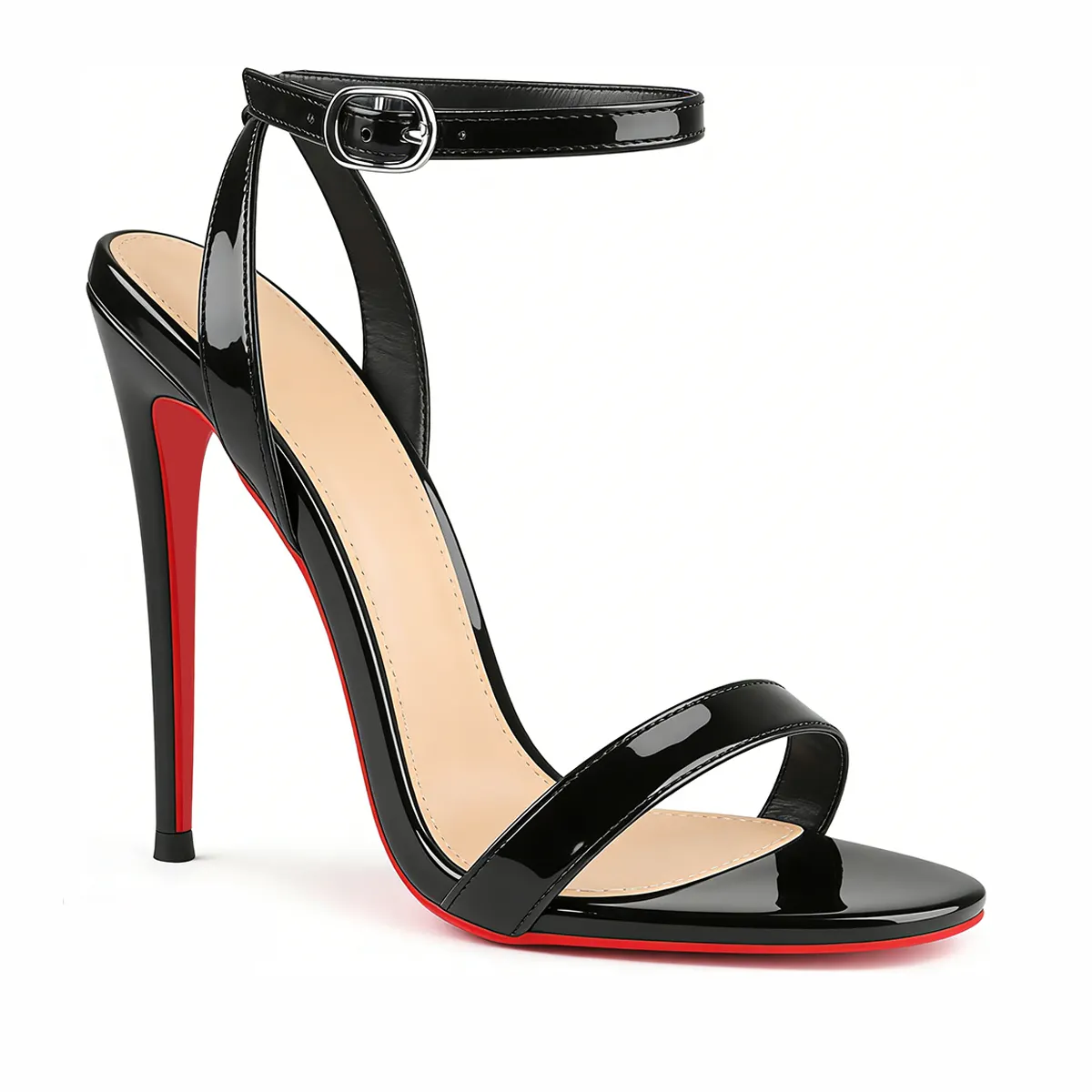 100mm/120mm Women's Sandals Round Open Toe Red Bottom Ankle Straps Pumps
