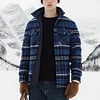 Autumn and Winter Thick Cotton-padded Plaid Long-sleeved Loose Hooded Men's Jacket