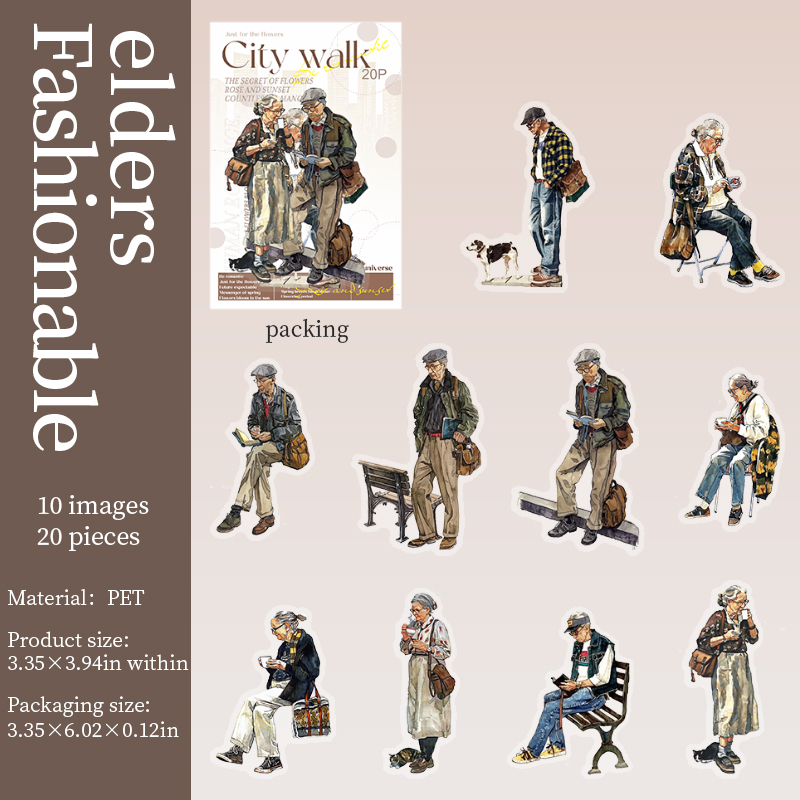 PET Sticker - City Walk Series Vintage Character Dressing