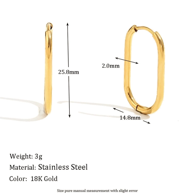 1 Pair Minimalist U Shape Plating 304 Stainless Steel 18K Gold Plated Earrings
