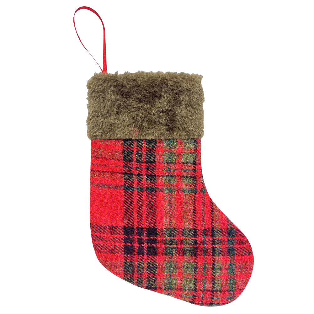 

Christmas Stockings Plush Plaid Gift Bag Socks Fireplace Xmas Tree Ornament, 501 Original