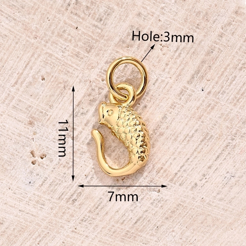 1 Pc/Package 17×16.5mm 19x7mm 23x9mm Hole 3~3.9mm Copper Zircon 18K Gold Plated White Gold Plated Fish Carp Polished Pendant Jewelry Accessories