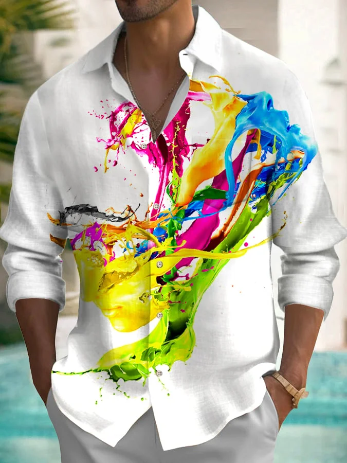 Men's Fashion Art Abstract Portrait Print Shirt