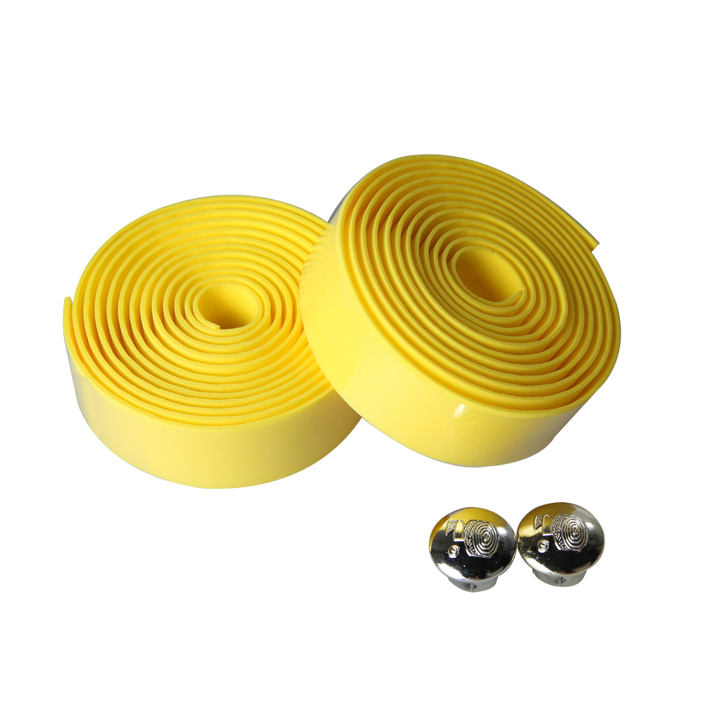 

2PCS Cycling Road Bike Sports Cork Handlebar Tape+ 2 Bar Plug, Yellow, 501 Original