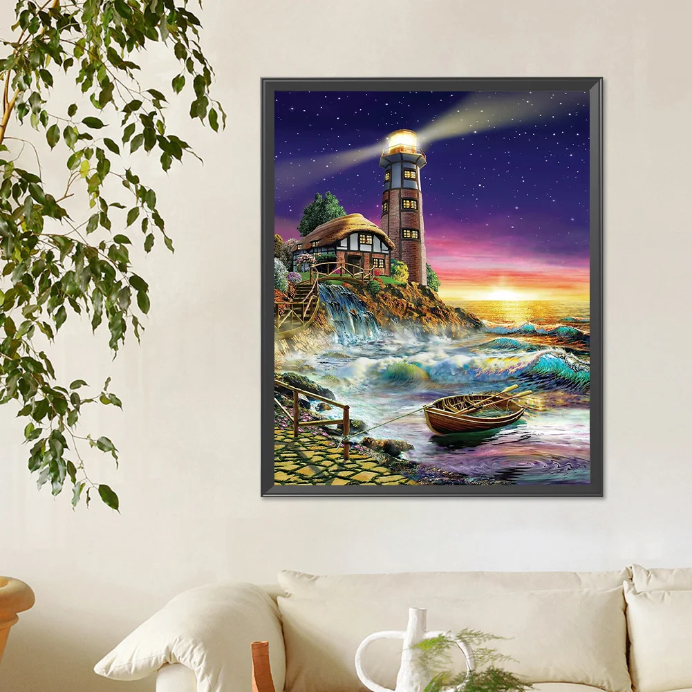 Diamond Painting - Full Square Drill - Seaside Lighthouse Landscape(Canvas|40*50cm)
