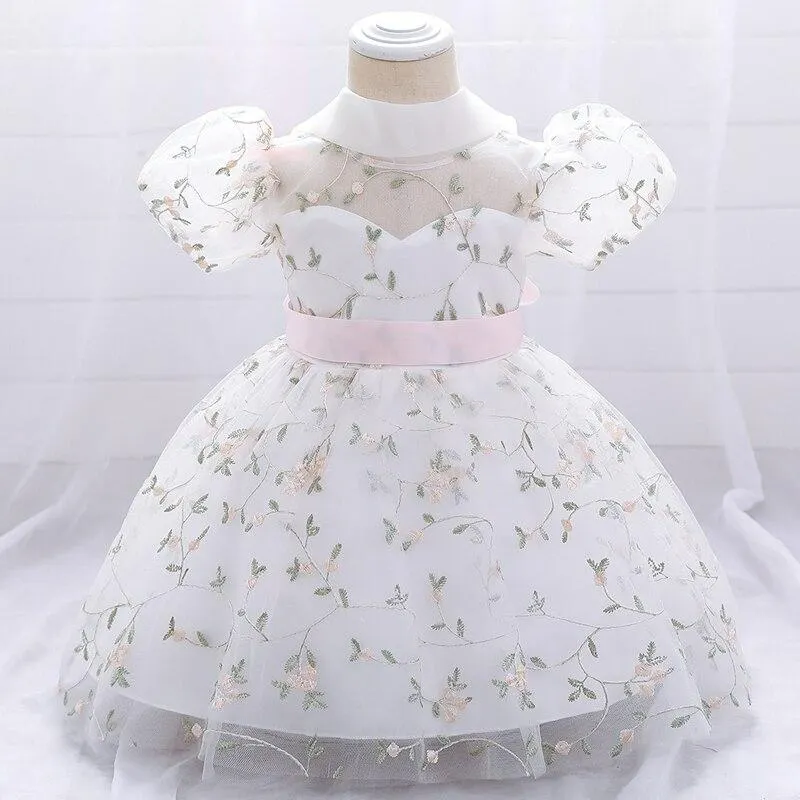 2021 White Dress Ceremony 1st Birthday Dress For Baby Girl Clothes Beading  Princess Dress Ball Gown Party  Dresses 2 1- 5 Years