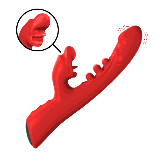Pulsekiss - Rabbit Vibrator with Tongue G-spot Triple Tap & Clitoral Kiss For Dual Pleasure By Rose Toy