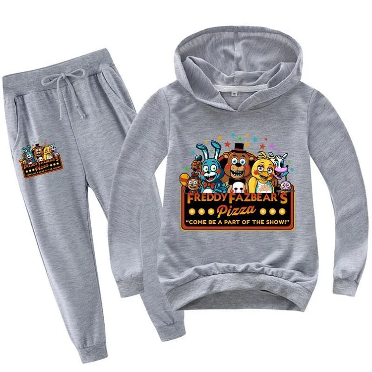 Girls Boys Freddy Fazbears Pizza Cotton Hoodie Sweatpants Tracksuit-Mayoulove