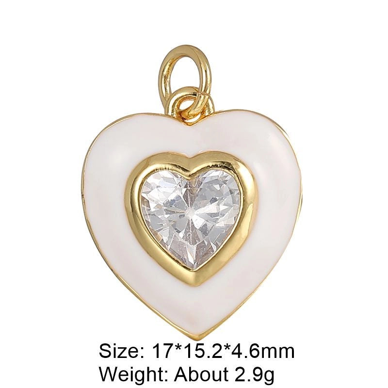 1 Piece 29 * 16mm Copper Artificial Gemstones Heart Shape Jewelry Accessories Pendant Chain