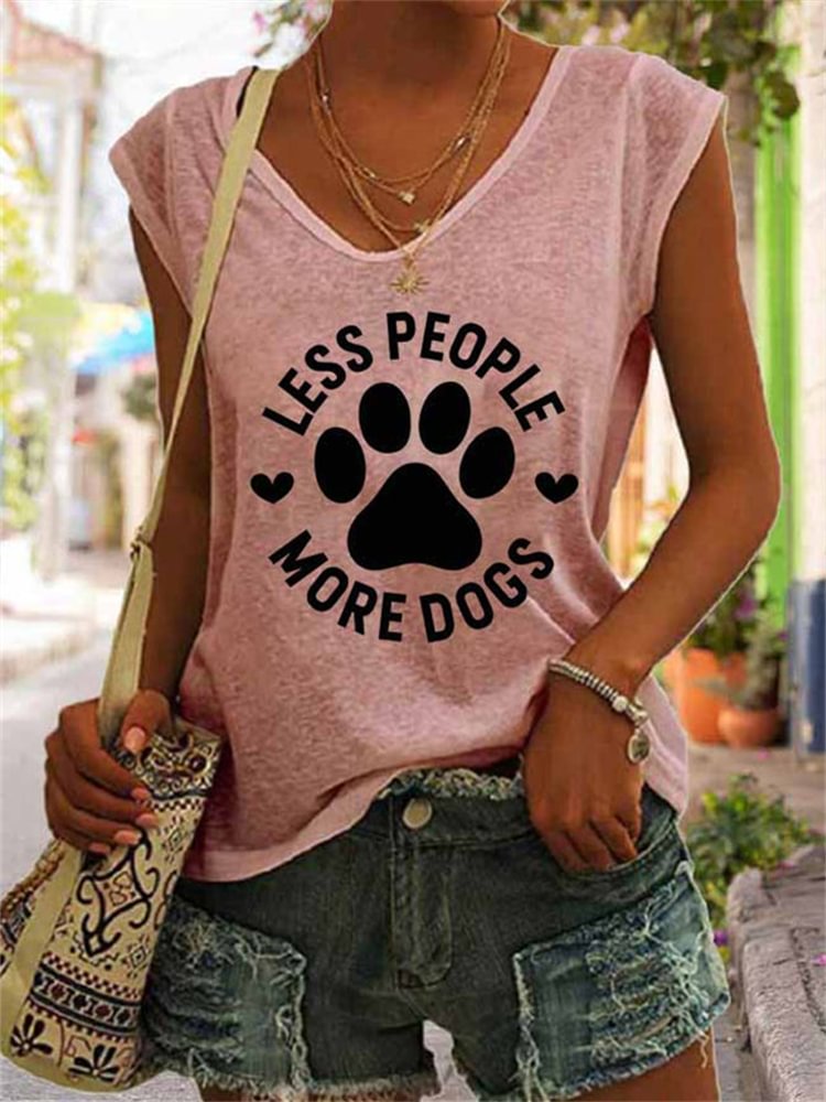 Artwishers Less People More Dogs Paw Print Tank Top