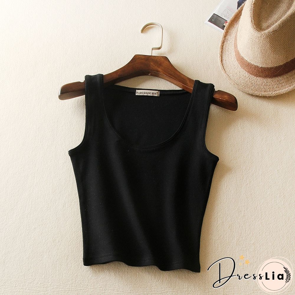 Korean Autumn Womens Short Cropped Cotton Tank Tops New Fall Fashion Ladies' Casual Cotton Crop Tanks