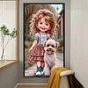 (40*70cm)Little Girl and Dog - Full Round Drill Diamond Painting