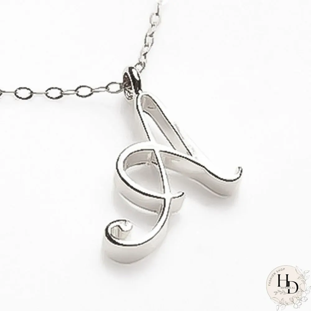 Letter Name Necklace Alphabet Initial Cursive Gold Silver Personalized Bridesmaid Gift