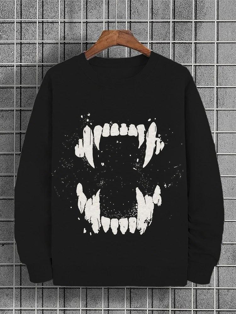 Men's Werewolf Fangs Wolf Teeth Graphic Print Sweatshirt