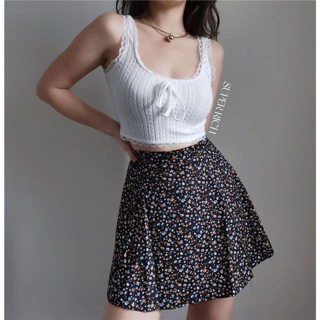 A-Line Skirt Print Mini Floral