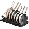 Kitchen Pots Pans Organizer with 8 Adjustable Dividers Sliding Dish Drying Shelf
