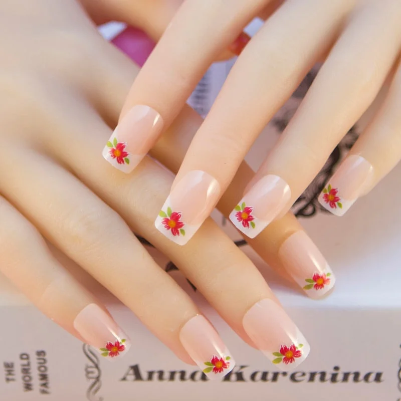 With 1 Piece Of Nail Adhesive Tape 24pcs/Box Press On Nail Art Tips Full Cover 10 Sizes False Nail Art Wedding Nails-Nail Inspo