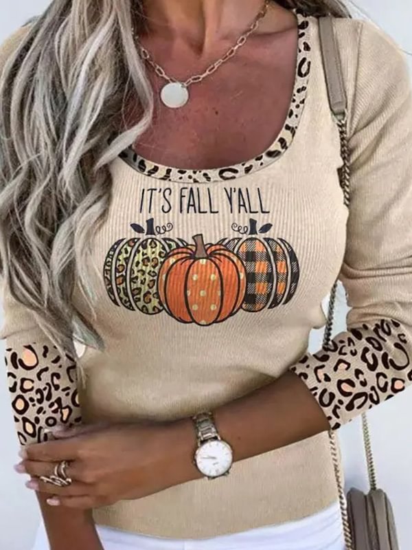 It's Fall Y'all Pumpkin Print Blouse