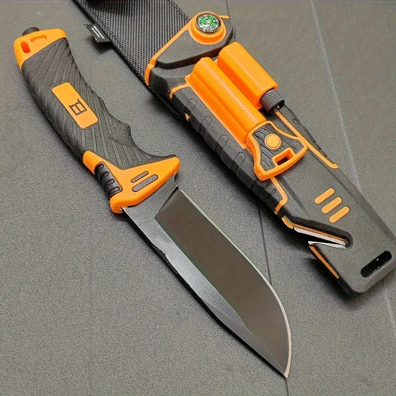 Outdoor straight knife portable survival knife self-defense camping tactical survival knife multi-function tool
