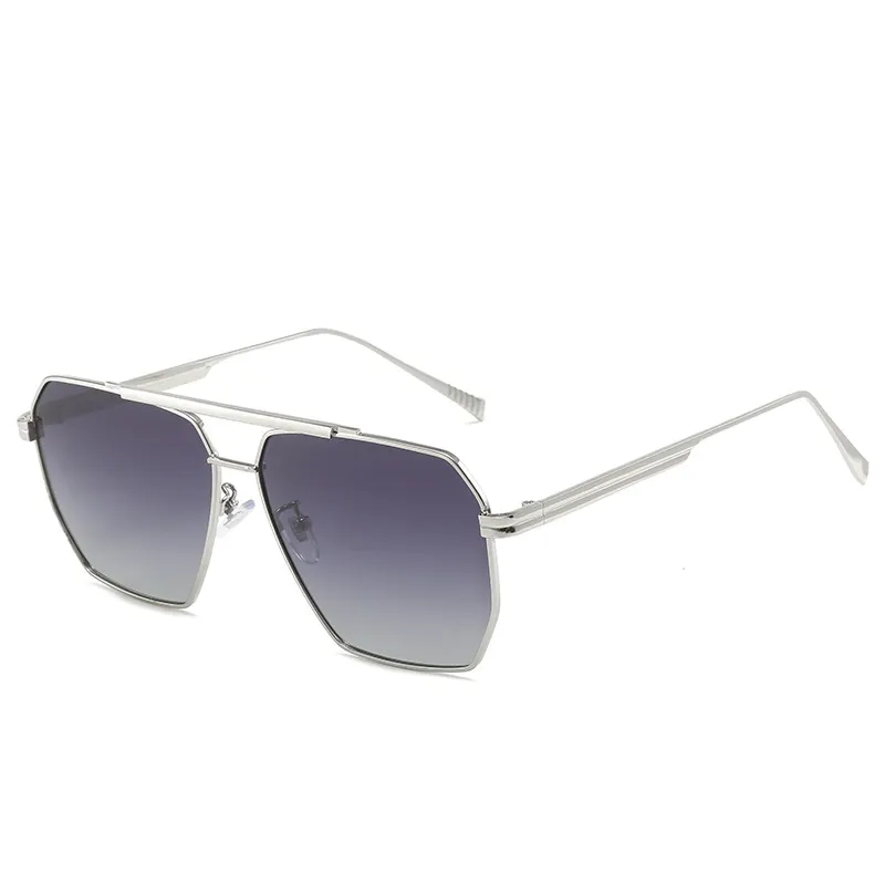 Retro Oversized Square Polarized Sunglasses for Women Men Vintage Shades UV400 Classic Large Metal Sun Glasses-vocosishoes