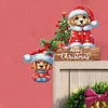 (US Local)DIY Xmas Diamond Painting Wooden Door Decoration for Feiend Gifts (Santa Puppy)