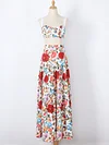 Floral-Print Underwired Bandeau Split Maxi Dress Suit