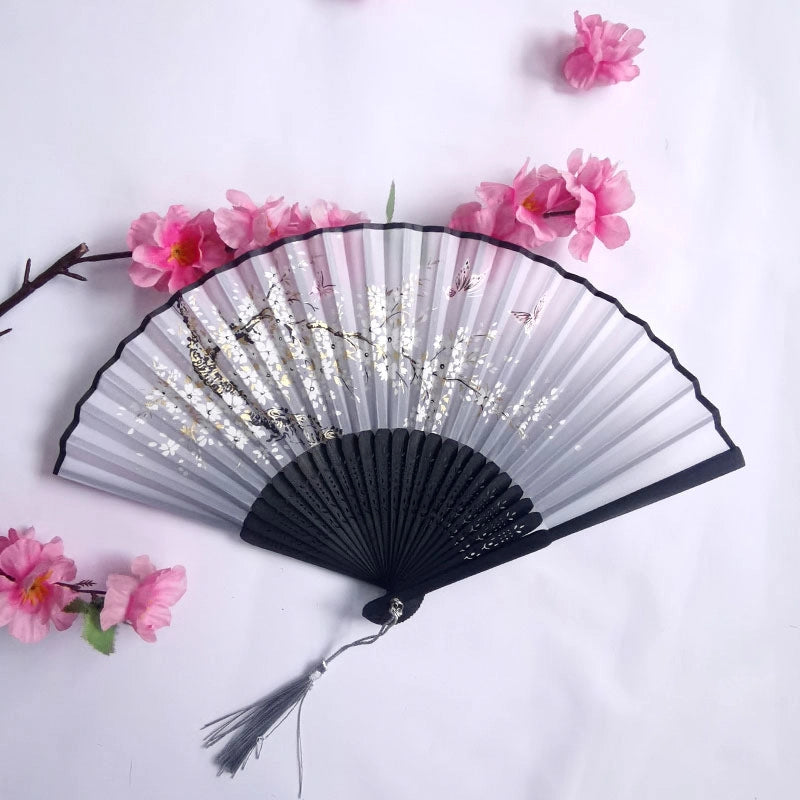 3 Pieces Ancient Style Folding Fan Female Classical Tassel Silk Fan Chinese Style Small Fan Portable Dance Craft National Fashion Fan Student Fan