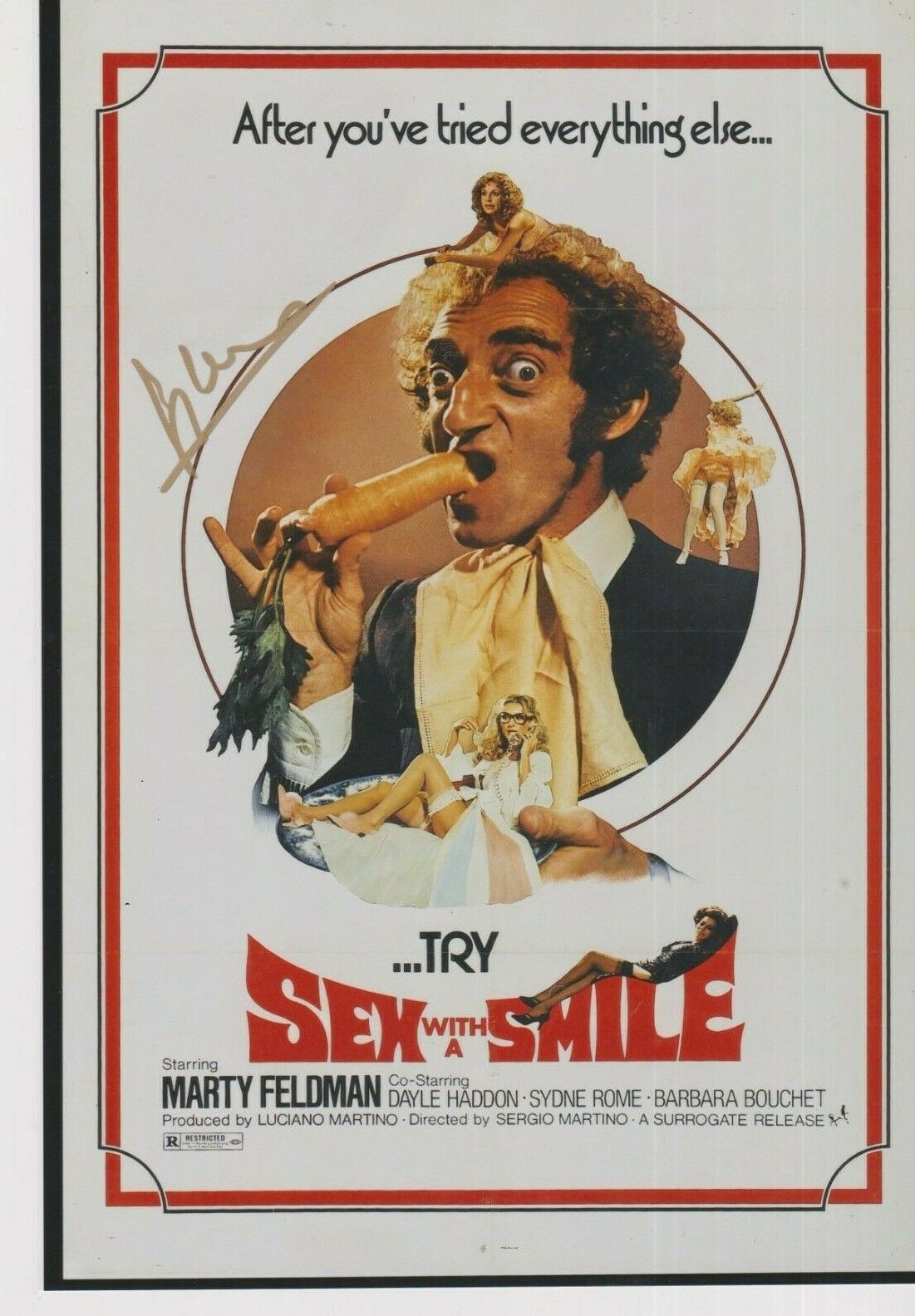 Sergio Martino (Director) **HAND SIGNED** 12x8 Photo Poster painting ~ Sex With A Smile