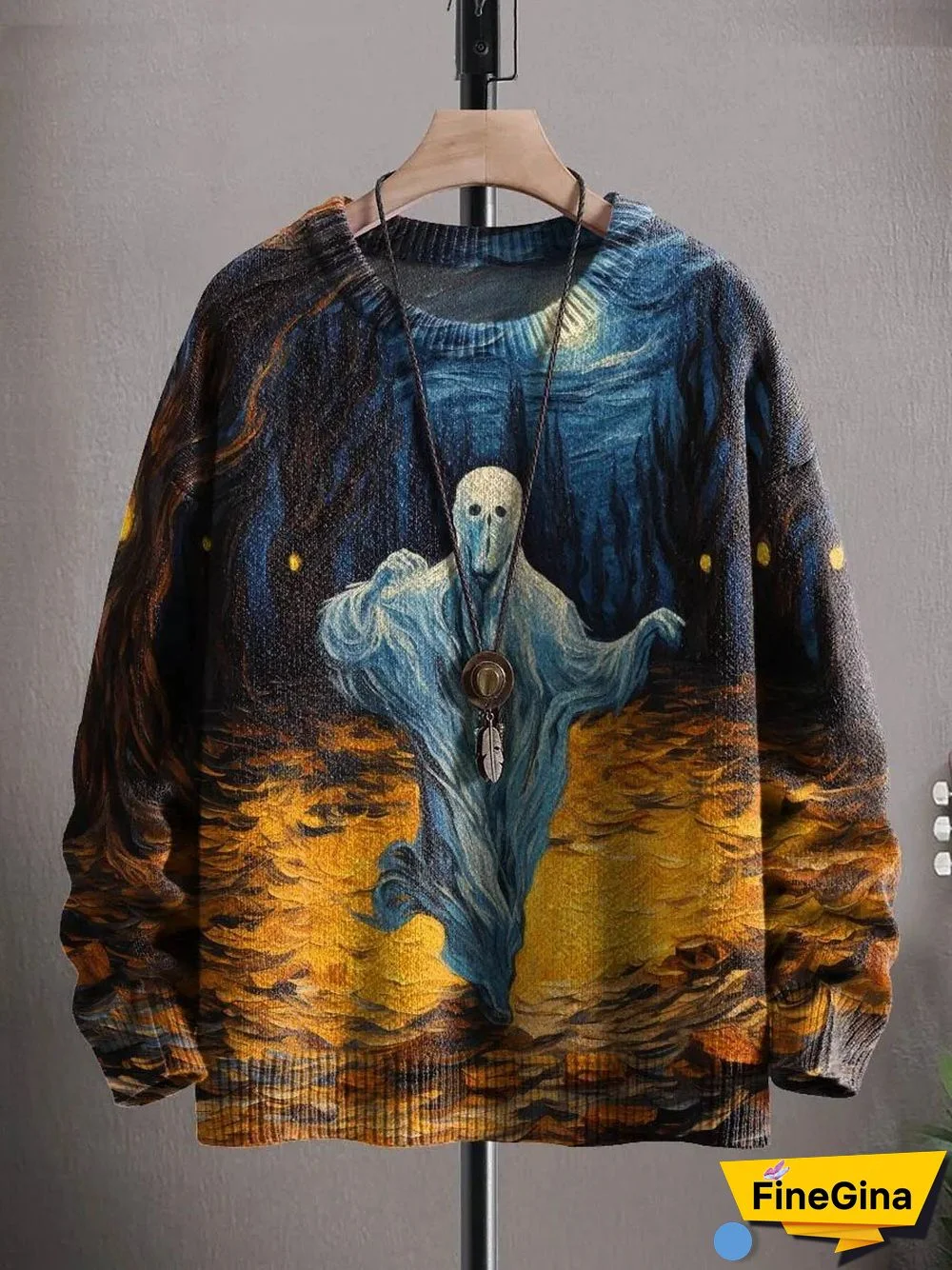 Women's Halloween Art Ghost Print Casual Sweatshirt