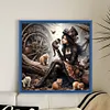 Girl With Cat-11CT Stamped Cross Stitch 50*50cm/19.69*19.69in