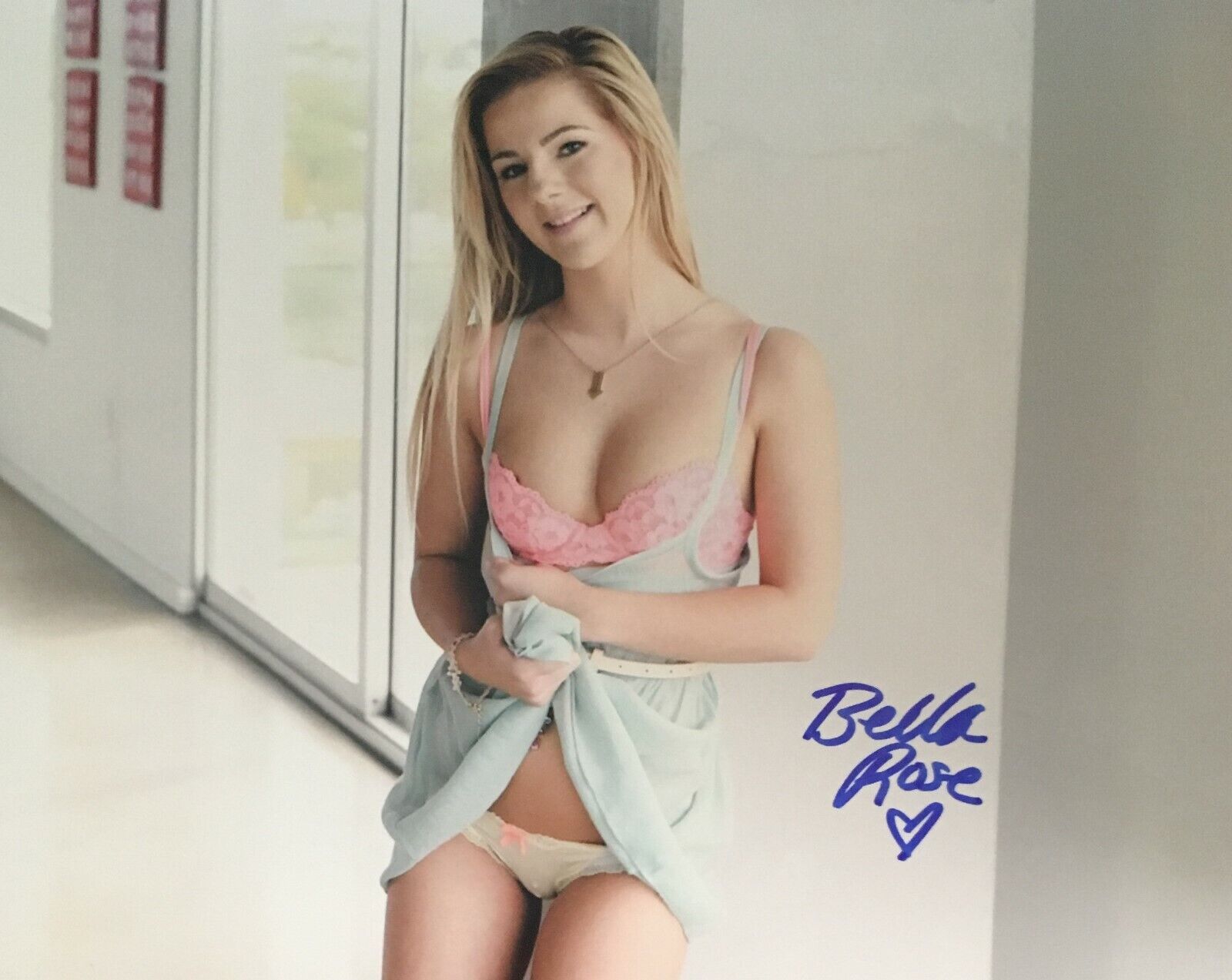Bella Rose In Her Bra & Panties Signed 8x10 Photo Poster painting Adult Model COA E2
