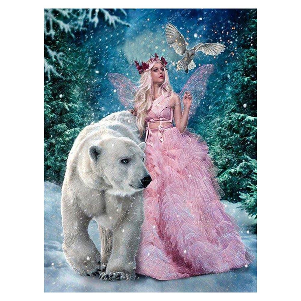 Full Round Diamond Painting Polar Bear and Beauty (40*30cm)