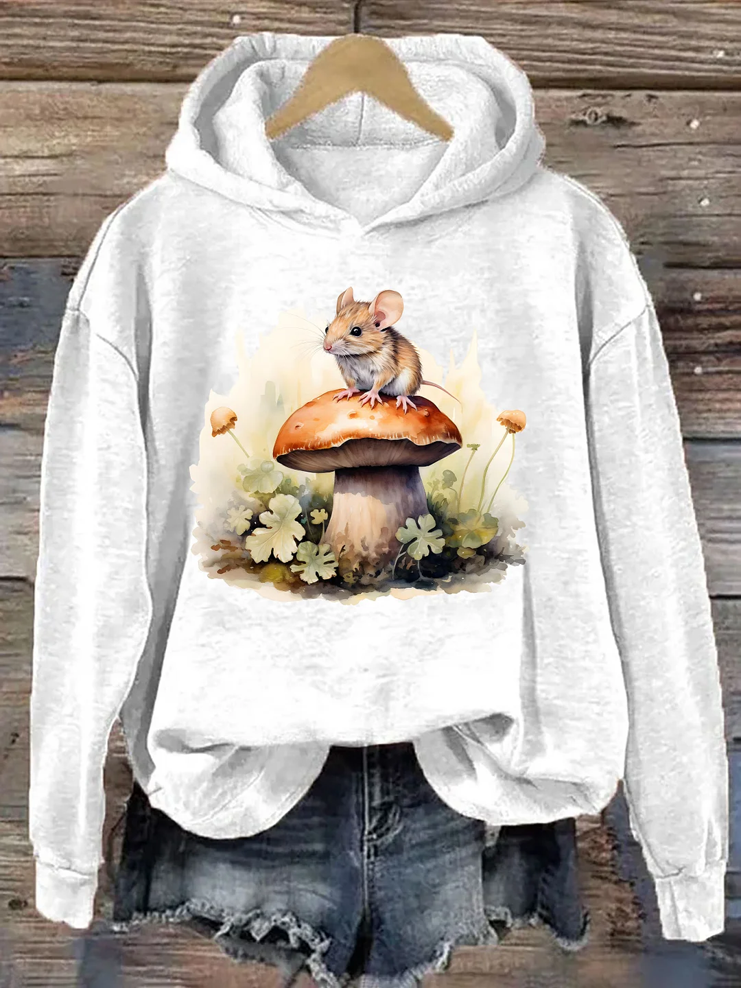 Vintage Hamster Mushroom Plant Art Hoodie