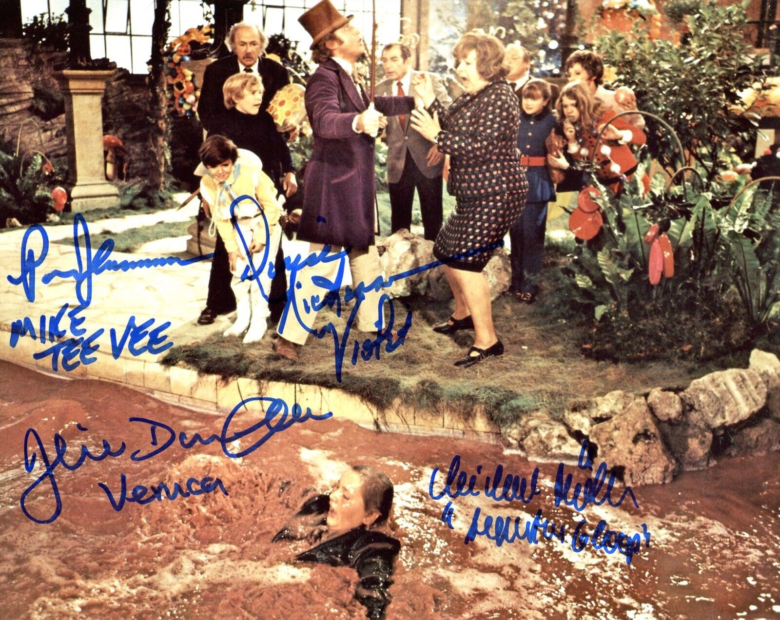 Willy Wonka movie Photo Poster painting signed by FOUR of the children!