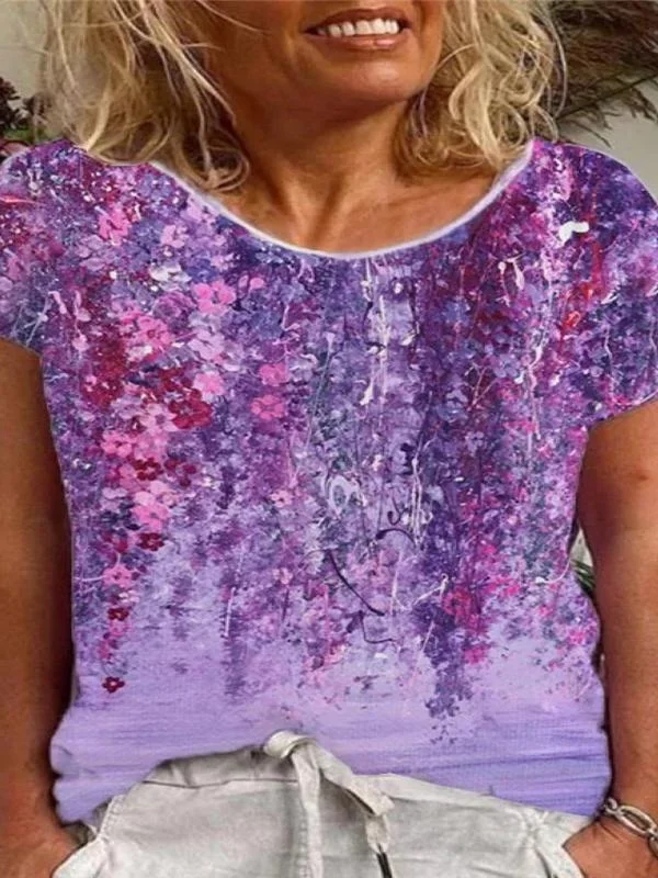 Purple Pattern Casual T-Shirt