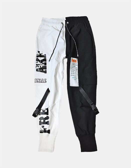 Black And White Color-block Corset Cargo Pants / TECHWEAR CLUB / Techwear