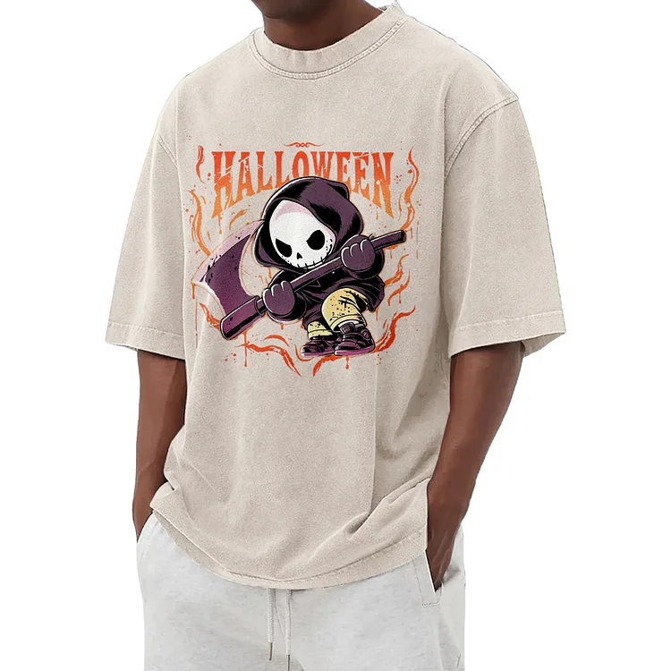 Fun Cute Ghost Washed T-Shirt 011