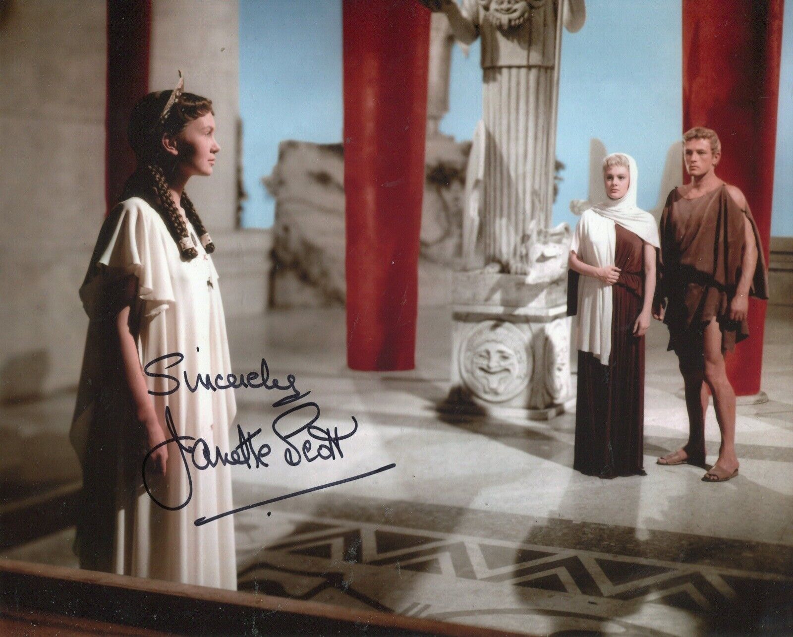 Actress Janette Scott signed HELEN OF TROY movie 8x10 Photo Poster painting