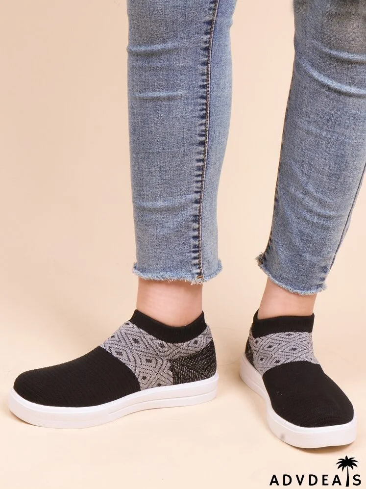 Geometric Pattern Slip On Shoes
