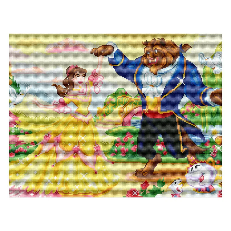 Beauty & the Beast - 11CT 3 Strands Threads Printed Cross Stitch Kit - 50x40cm(Canvas)