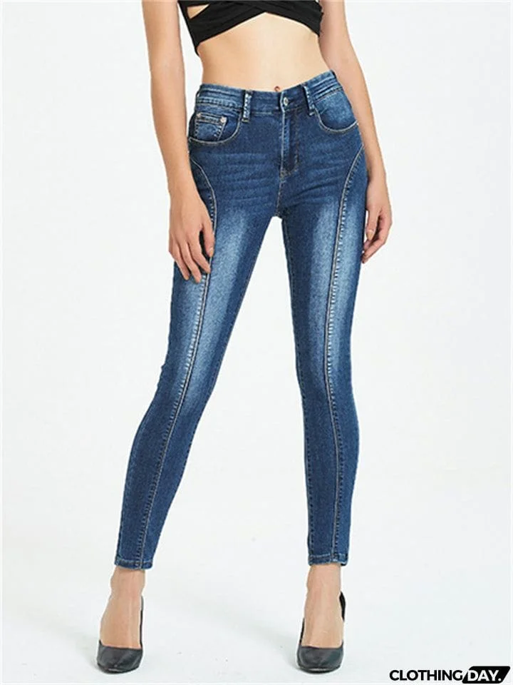 Women's Casual Style Slim Fit Stretchy Classic Denim Pants