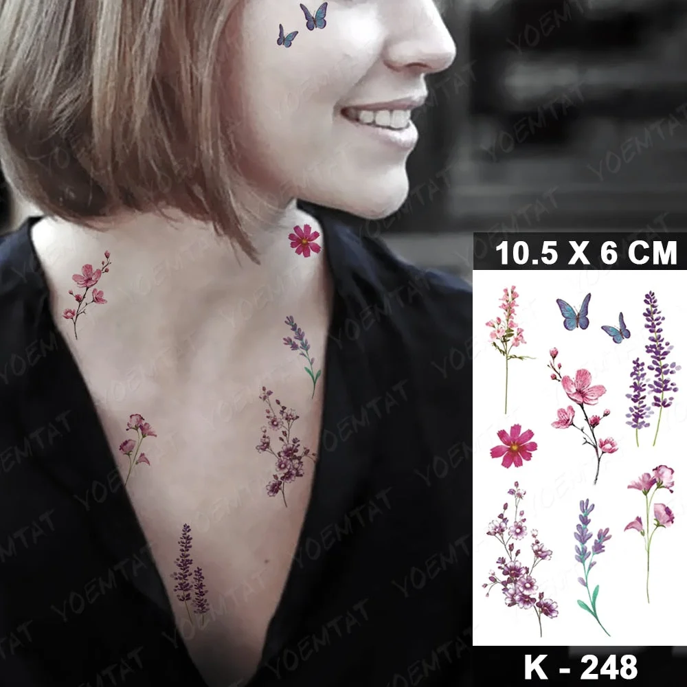 Waterproof Temporary Tattoo Sticker Realistic Black Waist Wrist Lily Flowers Flash Tatoo Fake Tatto For Body Art Women Men