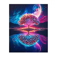 Starry Lake Pink Tree - Pearls Painting