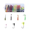40pcs Soft Fishing Lures Kit with 10pcs Jig Head Hook Artificial Bait Soft Bait