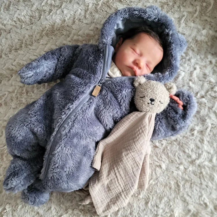 20" Newborn Lifelike Sleeping Baby Brown Hair Doll Boy Named Polat：Realistic Reborn Baby Dolls By Rsgdolls®