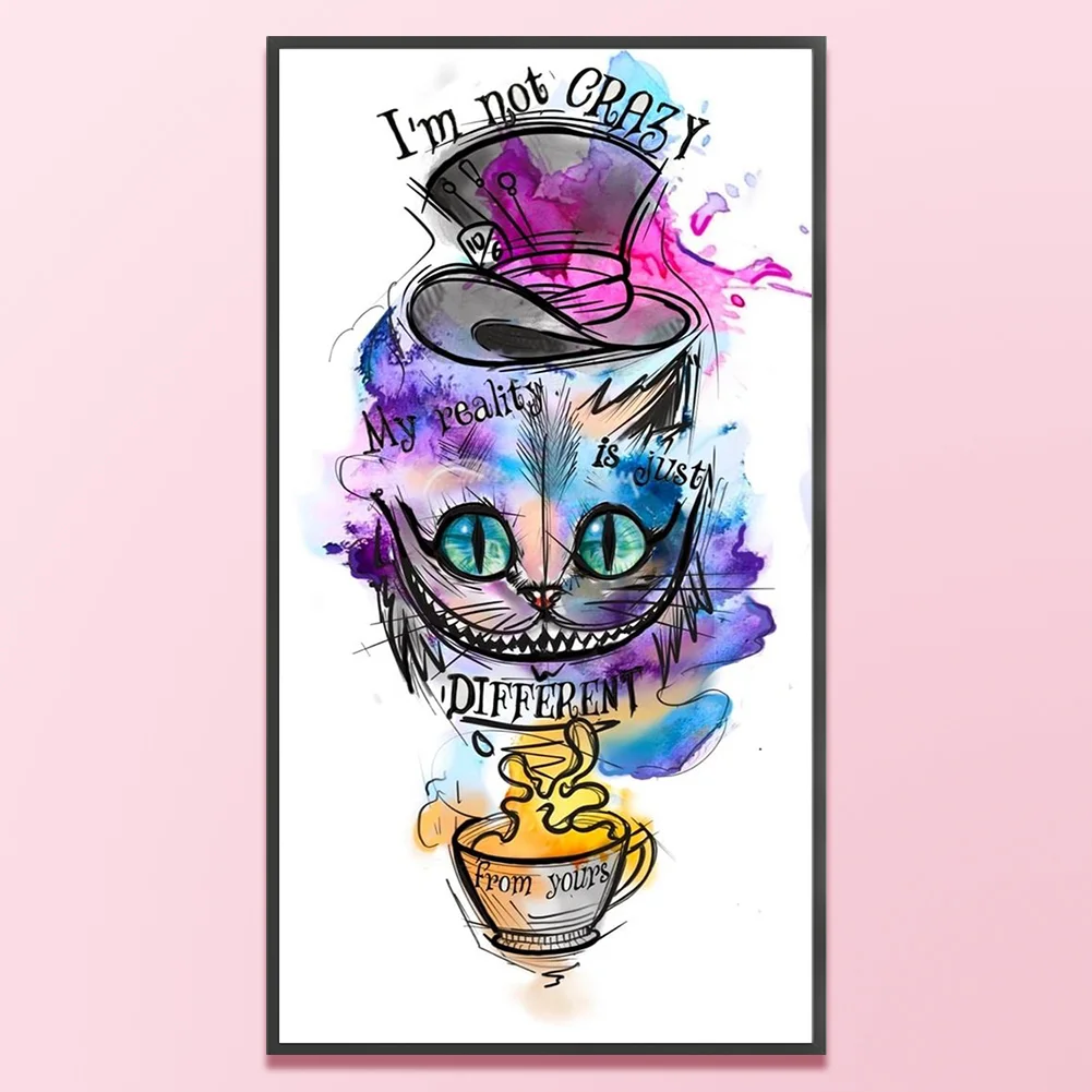 11CT Full Stamped Cross Stitch - Alice Cat(Canvas|35*65CM)